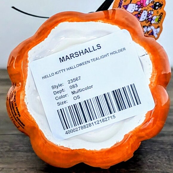 Blue Sky Clayworks Black Cat Costumed Hello Kitty on Jack-O-Lantern Tealight NWT - Picture 7 of 7